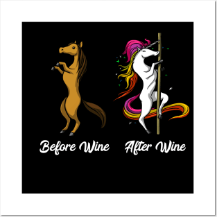 Unicorn Before And After Wine Pole Dancing Posters and Art